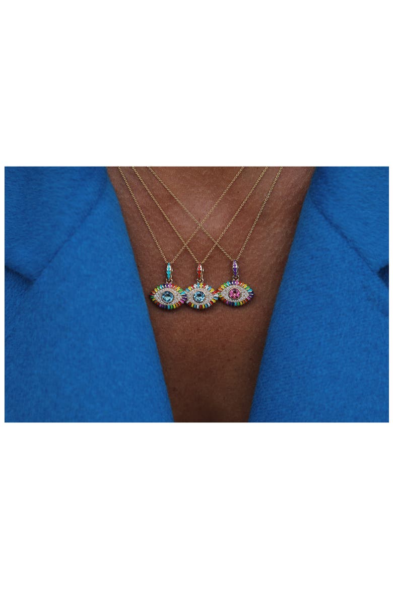 Life in Colour Diamond Eye Pendant Necklace, Alternate, color, GOLD