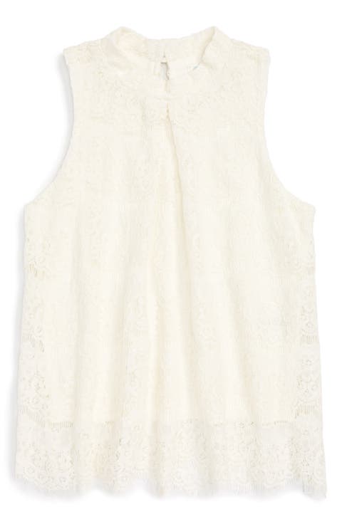 Mock Neck Lace Top (Big Girls)