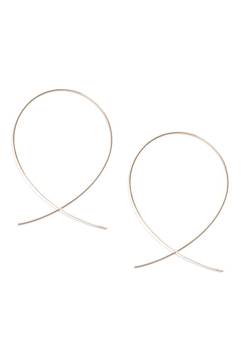 14K Gold Large Upside Down Hoop Earrings, Main, color, YELLOW GOLD