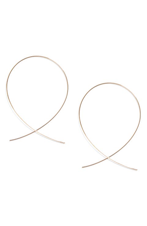 14K Gold Large Upside Down Hoop Earrings