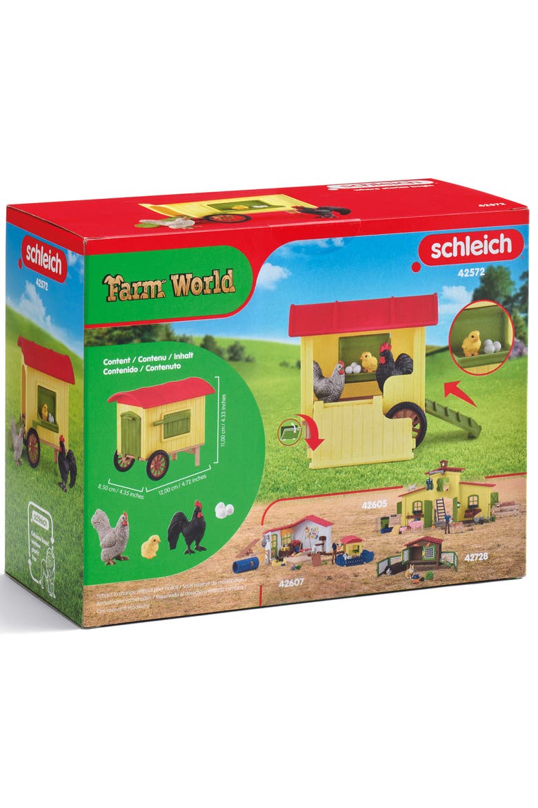 Farm World Mobile Chicken Coop 6 Piece Toy Playset, Alternate, color, Multicolored