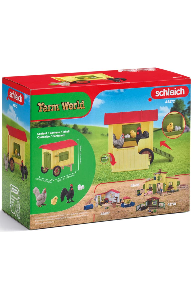Schleich Farm World Mobile Chicken Coop 6 Piece Toy Playset, Alternate, color, Multicolored