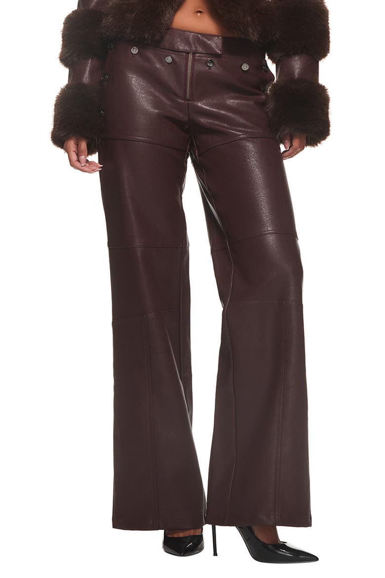 Sarrin Faux Leather Wide Leg Pants, Main, color, PLUM