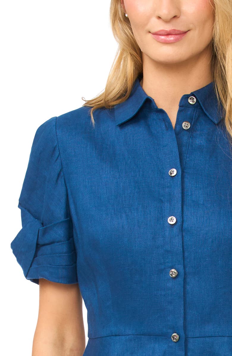 Ted Baker Stina Twisted Short Sleeve Linen Shirtdress, Alternate, color, Estate Blue