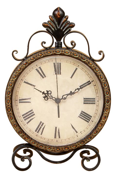 Brown Metal Scroll Clock