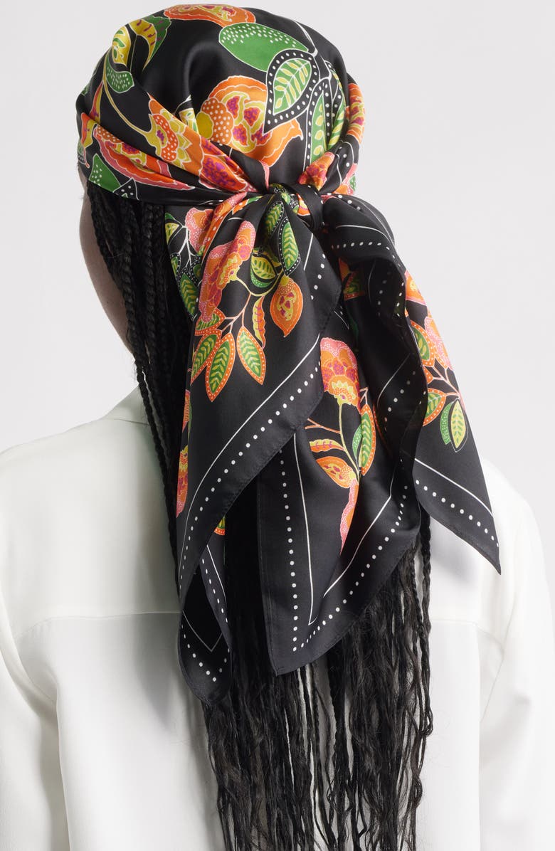 Nordstrom Botanical Print Square Silk Scarf, Alternate, color, 