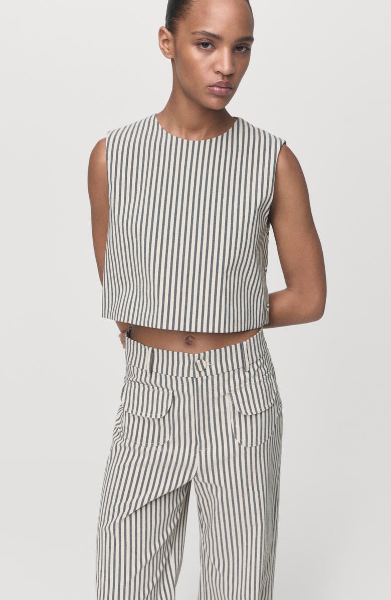 MANGO Stripe Pants with Pockets, Alternate, color, Ecru