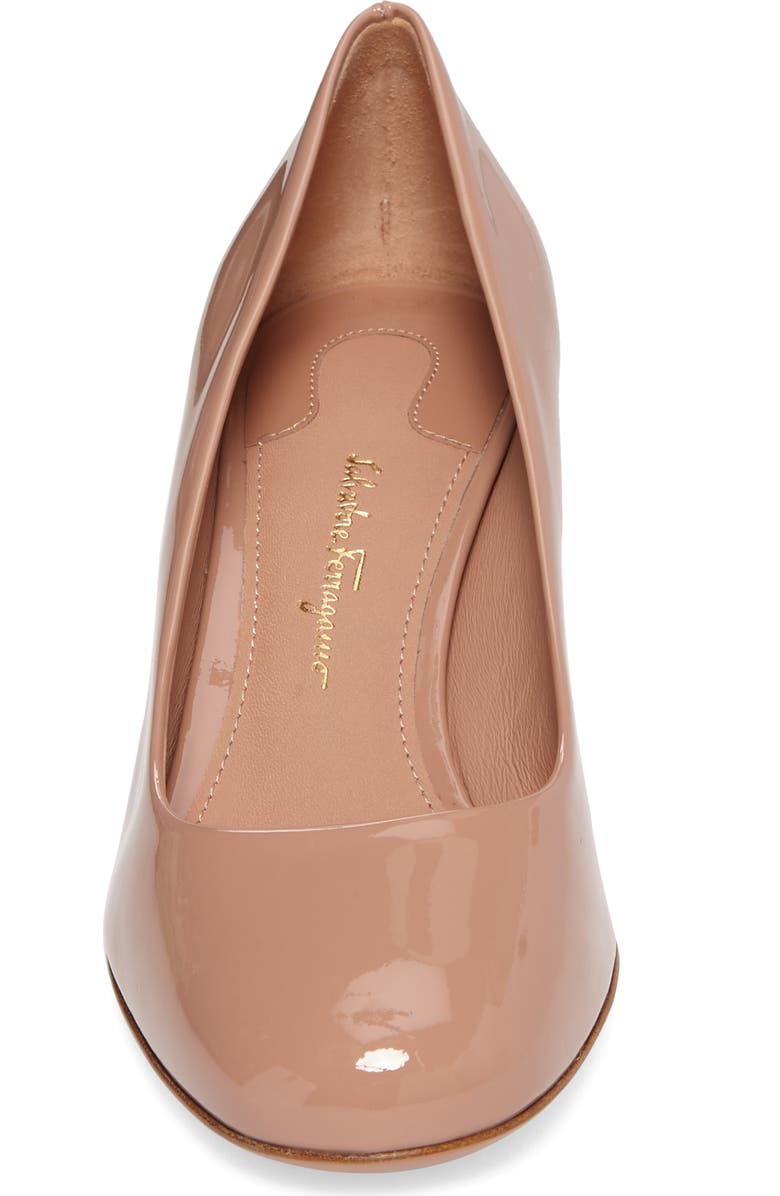 FERRAGAMO Salvatore Ferragamo Lucca Rounded Toe Flower Heel Pump, Alternate, color,