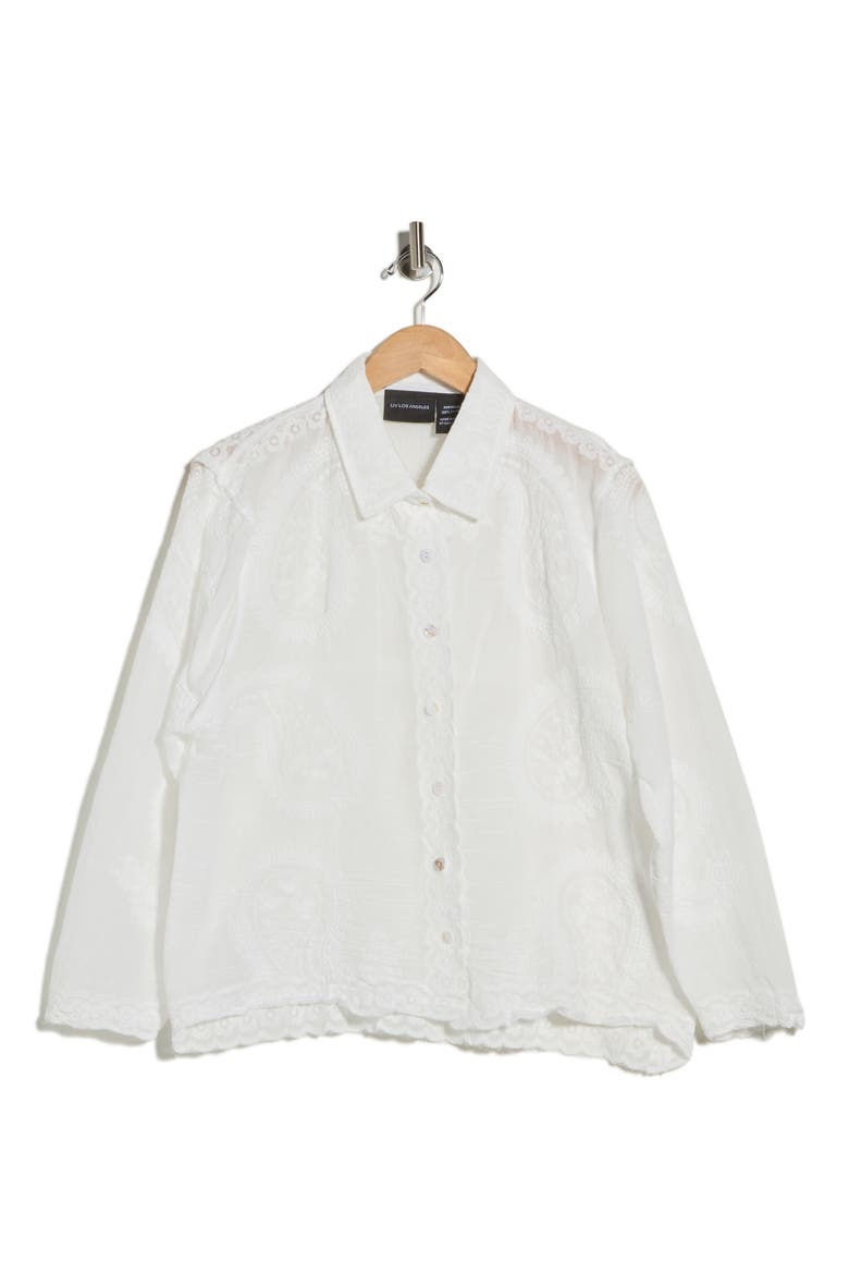 Embroidered Button-Up Shirt, Alternate, color, WHITE