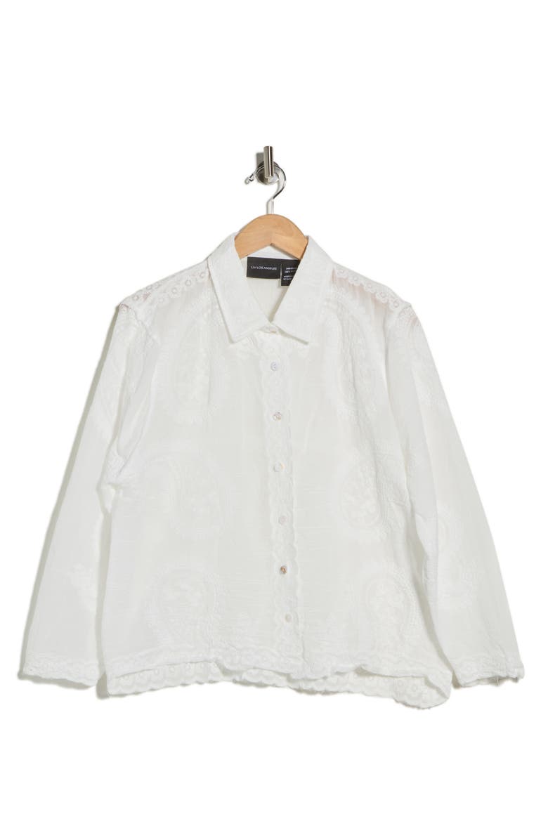 Forgotten Grace Embroidered Button-Up Shirt, Main, color, White