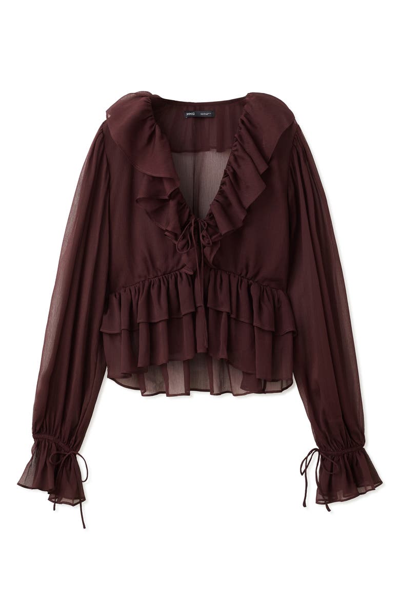 MANGO Sheer Ruffle Shirt, Main, color,