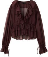MANGO Sheer Ruffle Shirt