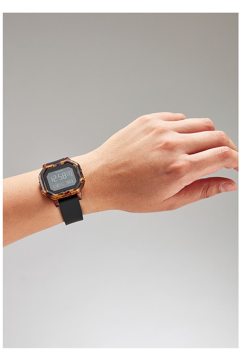 Siren Digital Silicone Strap Watch, 38mm, Alternate, color, TORTOISE