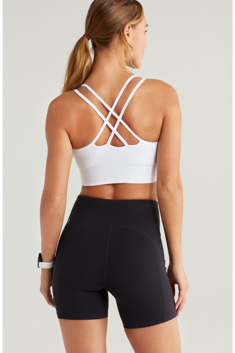 Seamless Strappy Sports Bra, Alternate, color, WHITE
