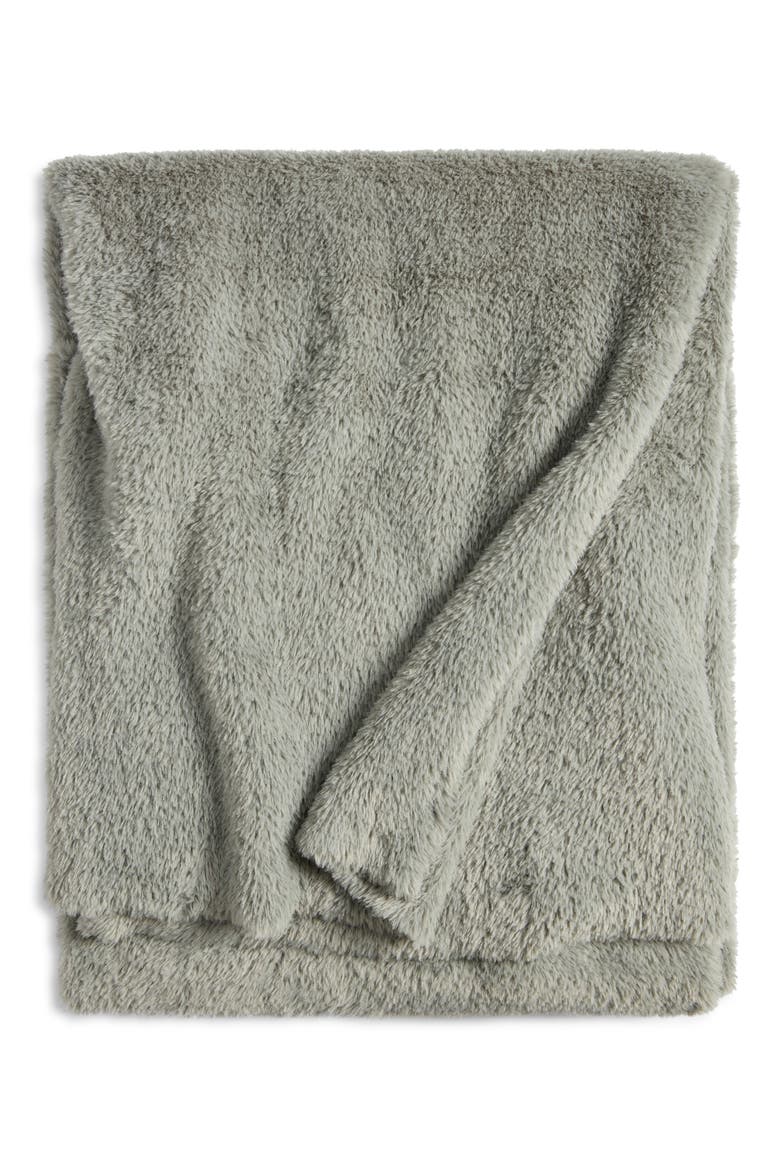 Nestle Faux Fur Throw Blanket, Main, color, GREEN HALO