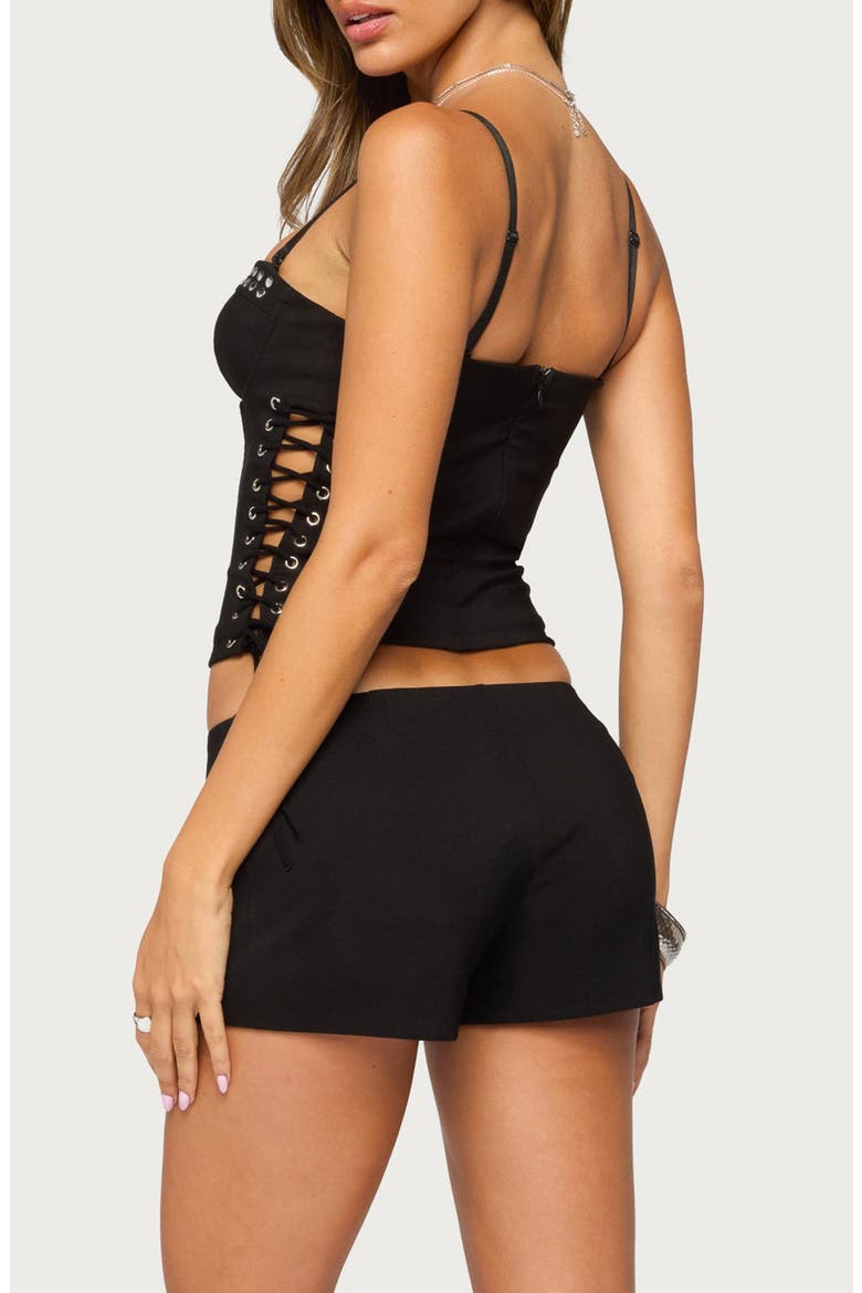 Kasha Studded Lace Up Corset Top, Alternate, color, BLACK