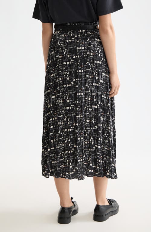 Scotch & Soda Mixed Print Crinkle Pleat Skirt In Black