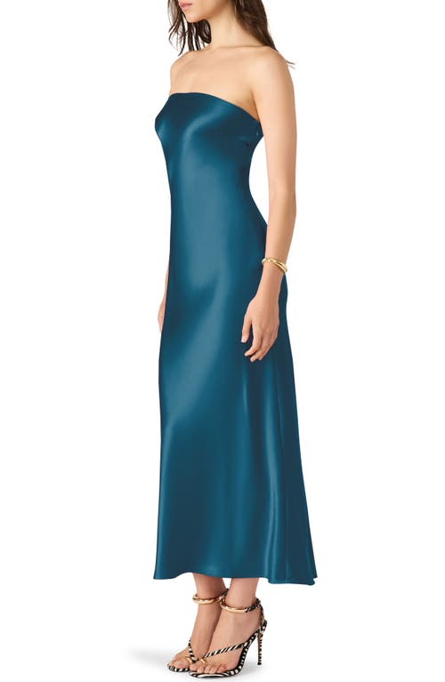 Steve Madden Jessamine Strapless Stretch Satin Dress In Blue