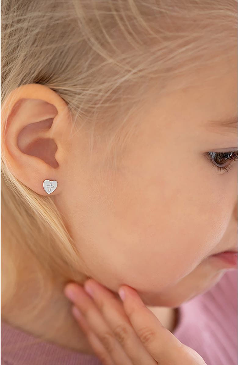 In Season Jewelry Heart & Cross Earrings, Alternate, color, Silver