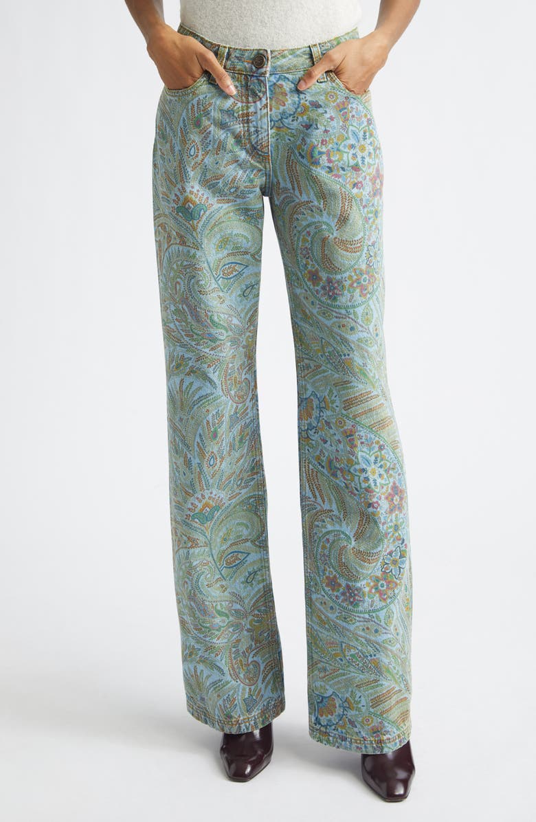 Etro Paisley Jeans, Main, color, Multicolor On Pale Blue Base