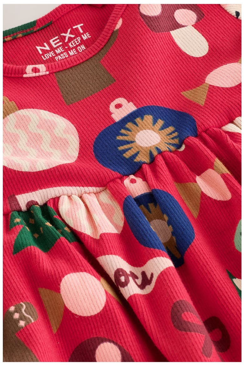 Kids' Festive Rib Jersey Dress, Alternate, color, RED