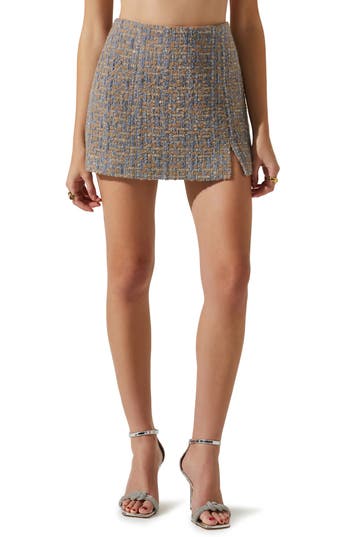 Astr The Label Covina Tweed Miniskirt In Brown