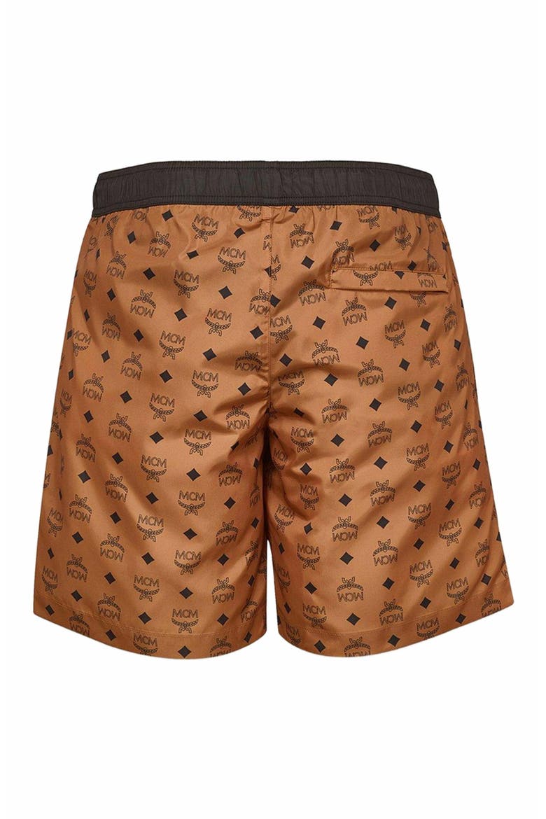Monogram Print Swim Trunks, Alternate, color, Cognac