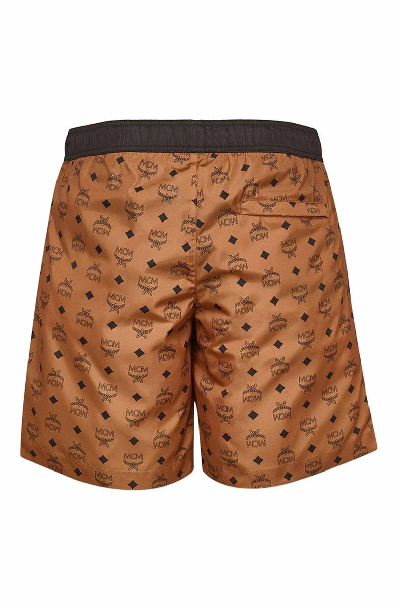 MCM Monogram Print Swim Trunks, Alternate, color, 