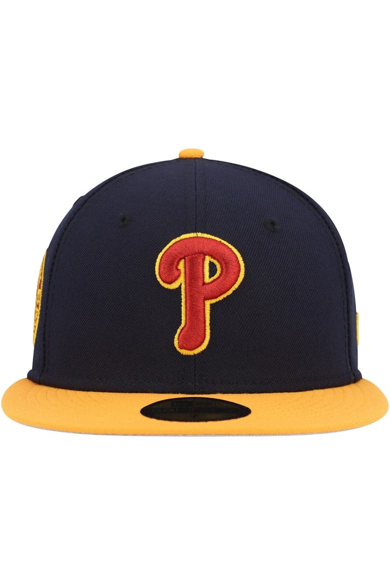 Men's New Era Navy/Gold Philadelphia Phillies Primary Logo 59FIFTY Fitted Hat, Alternate, color, Navy