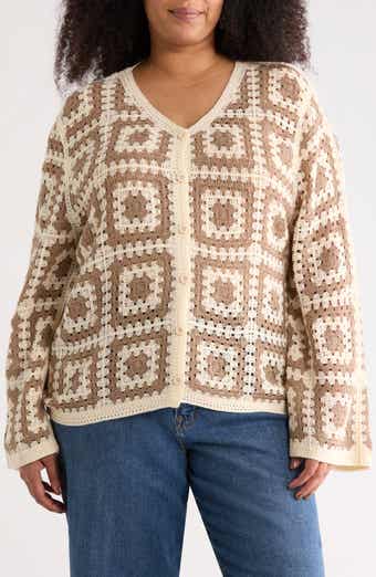 Forgotten Grace Crochet Square Open Knit Cardigan