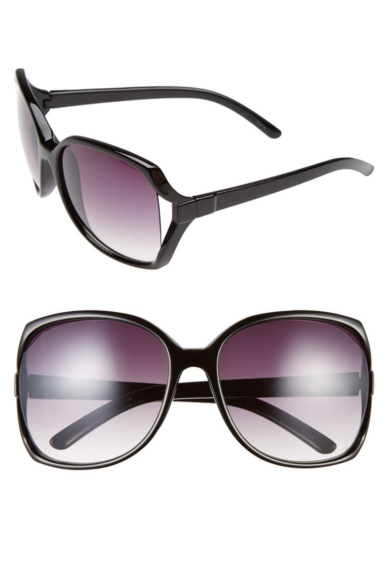 'Nikki' 60mm Sunglasses, Main, color, BLACK
