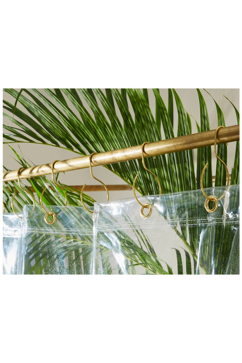 Set of 12 Shower Curtain Hooks, Alternate, color, BRASS