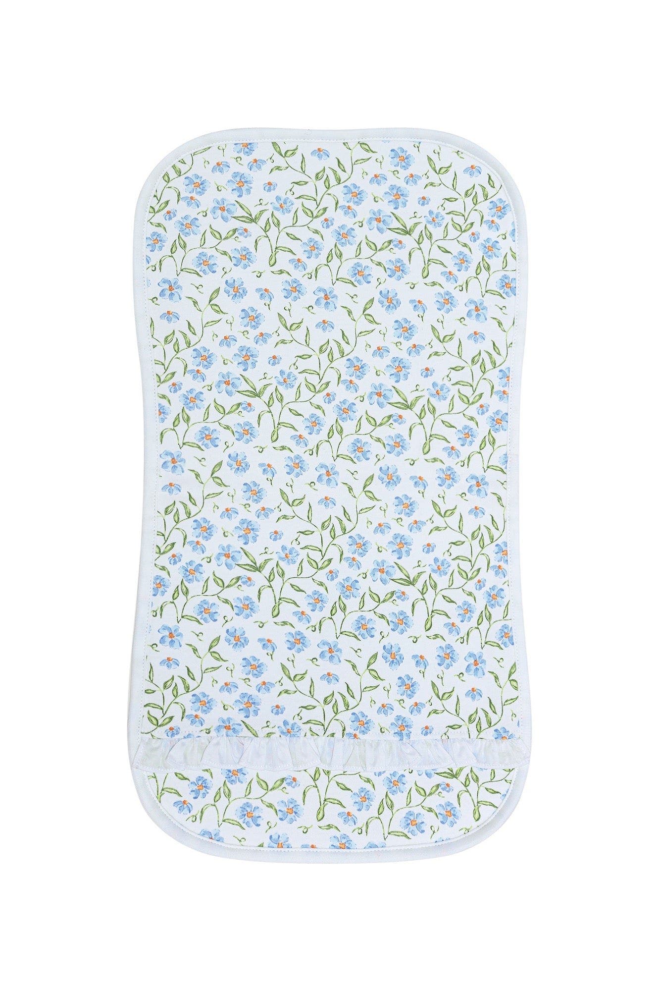 Nellapima Baby Girl Cotton Ruffle Burp Cloth in Blue Vines 