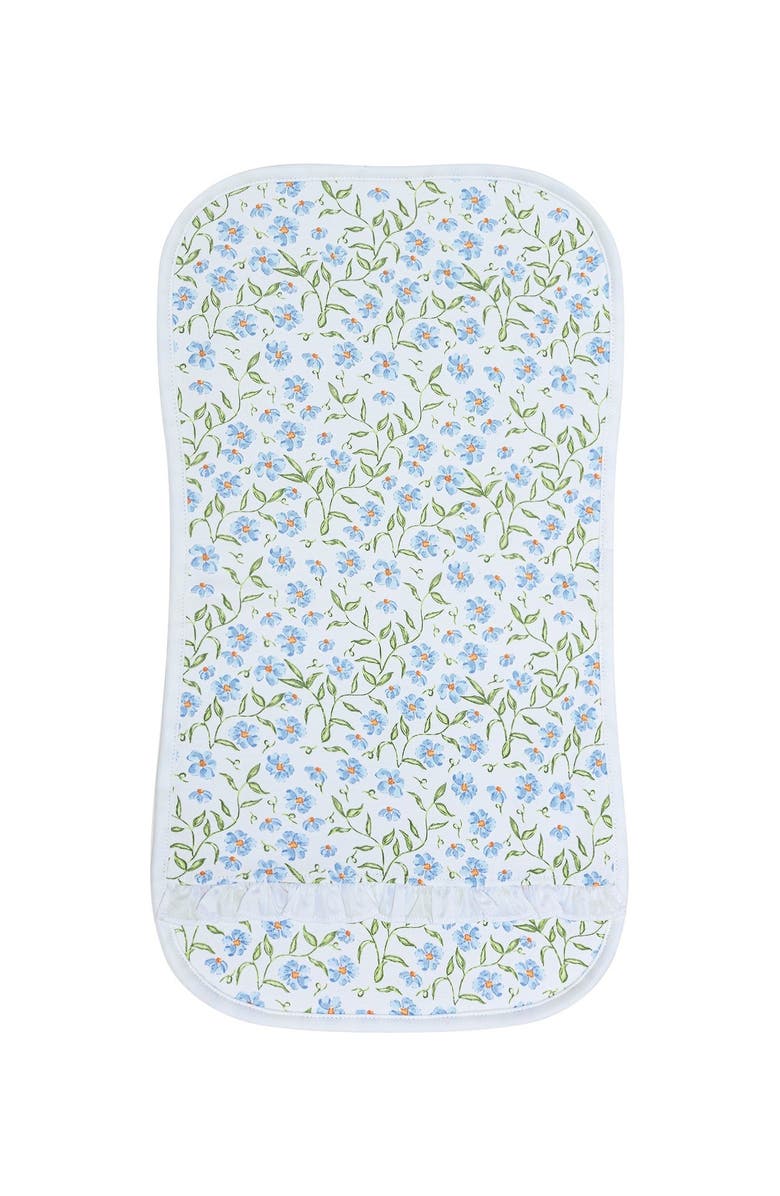 Nellapima Baby Girl Cotton Ruffle Burp Cloth, Main, color, Blue Vines