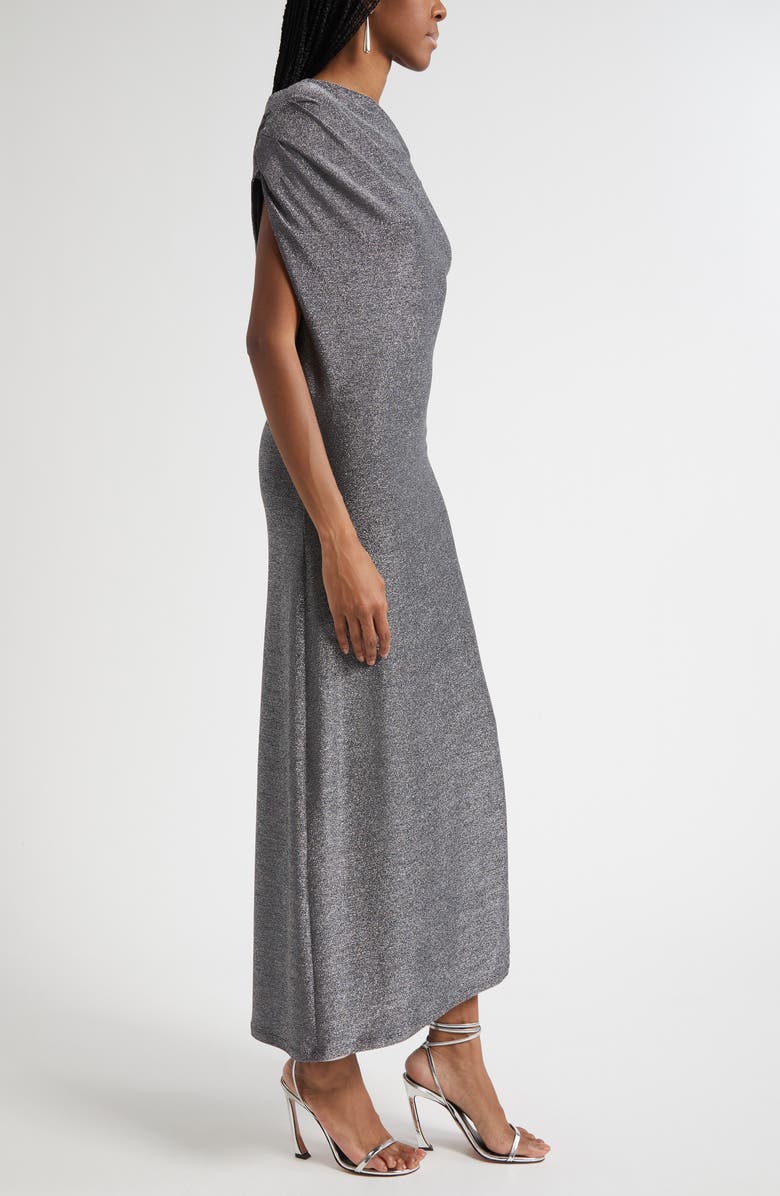 Ramy Brook Chet Rocker Metallic One-Shoulder Maxi Dress, Alternate, color, Silver Knit