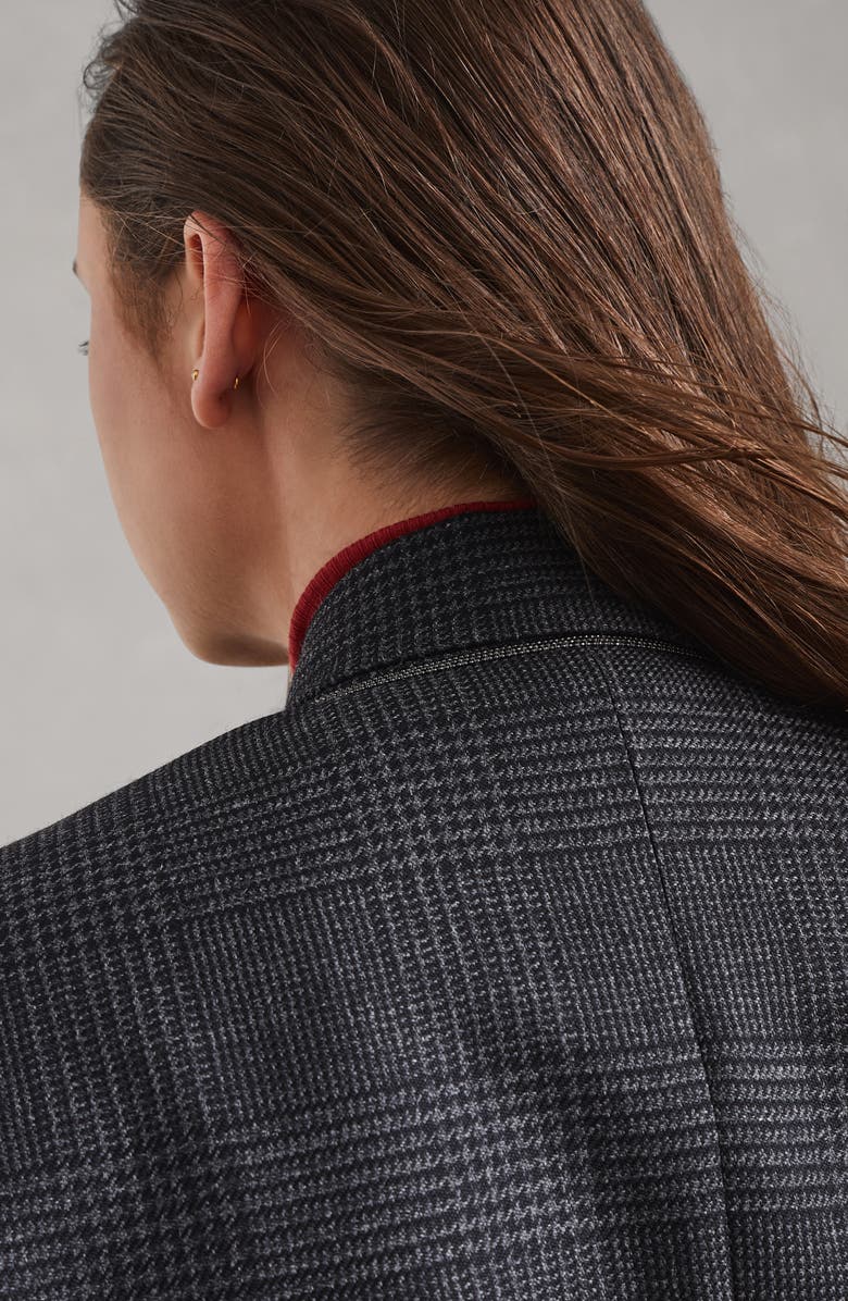 Brunello Cucinelli Virgin wool Prince of Wales blazer with monili, Alternate, color, 