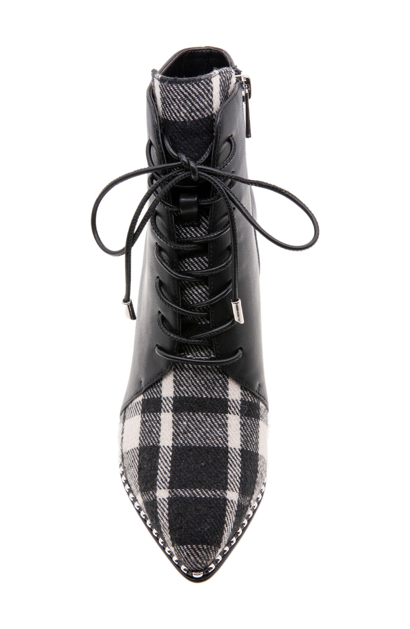 Haxah Ankle Bootie, Alternate, color, BLACK/ IVORY PLAID