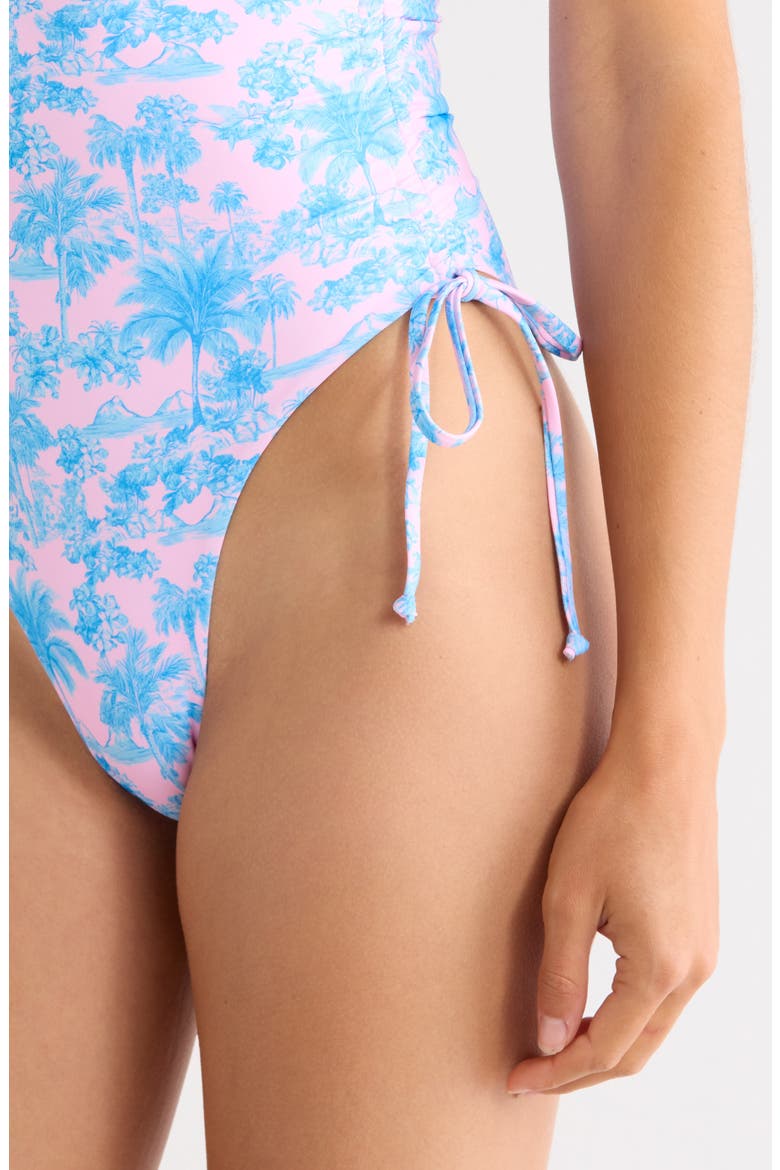 Ruched Bandeau One Piece Swimsuit, Alternate, color, PALOMA