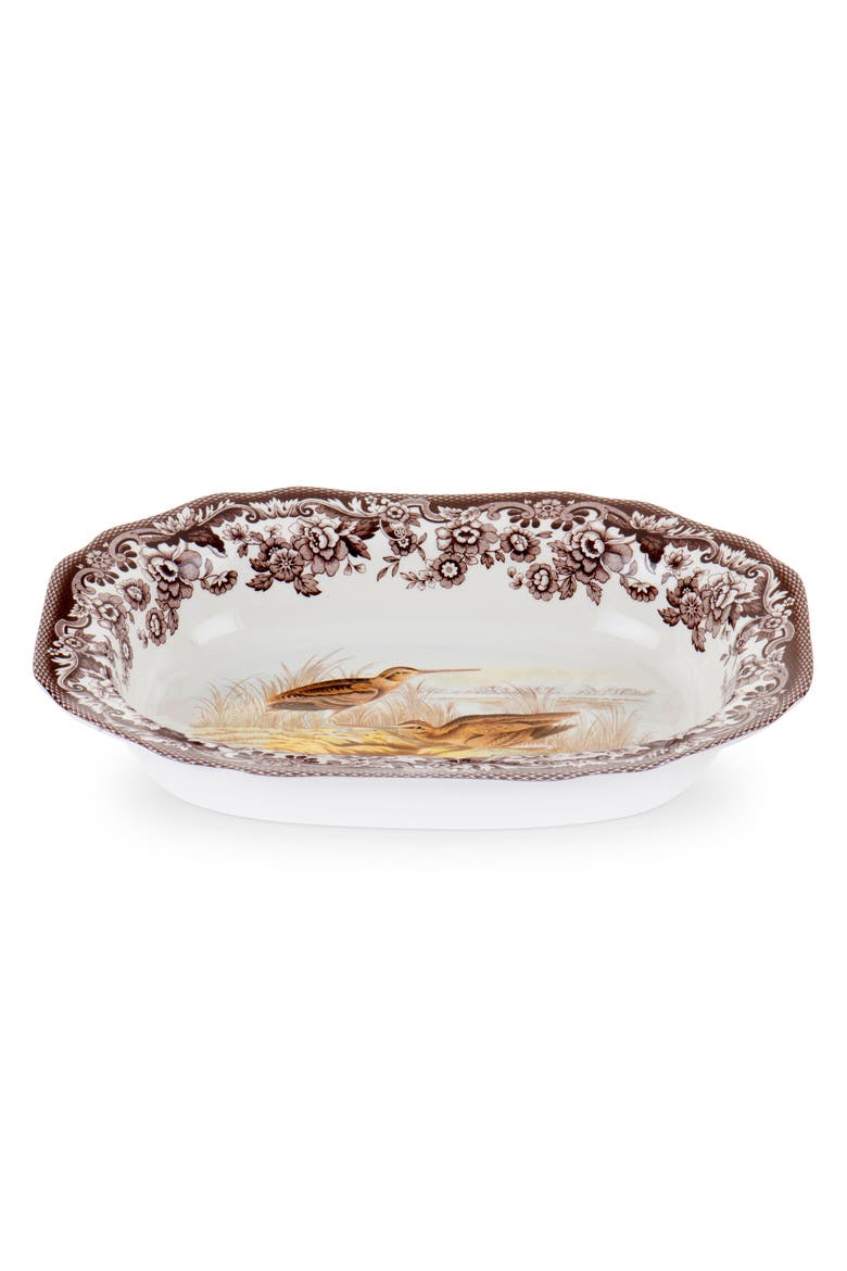 Woodland 11.5" Large Open Vegetable Dish, Snipe, Main, color, Brown