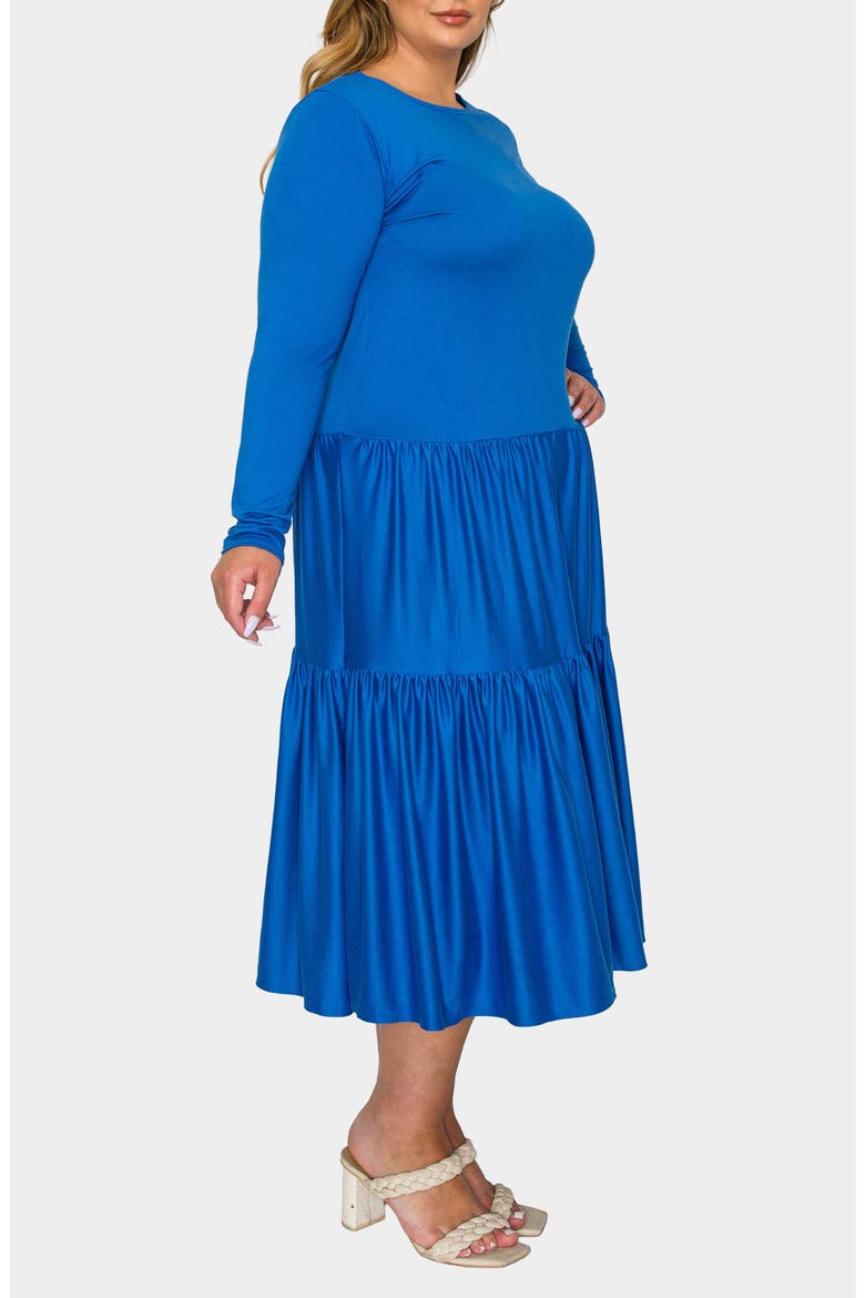 Eliana Long Sleeve Tiered Midi Dress, Alternate, color, ROYAL