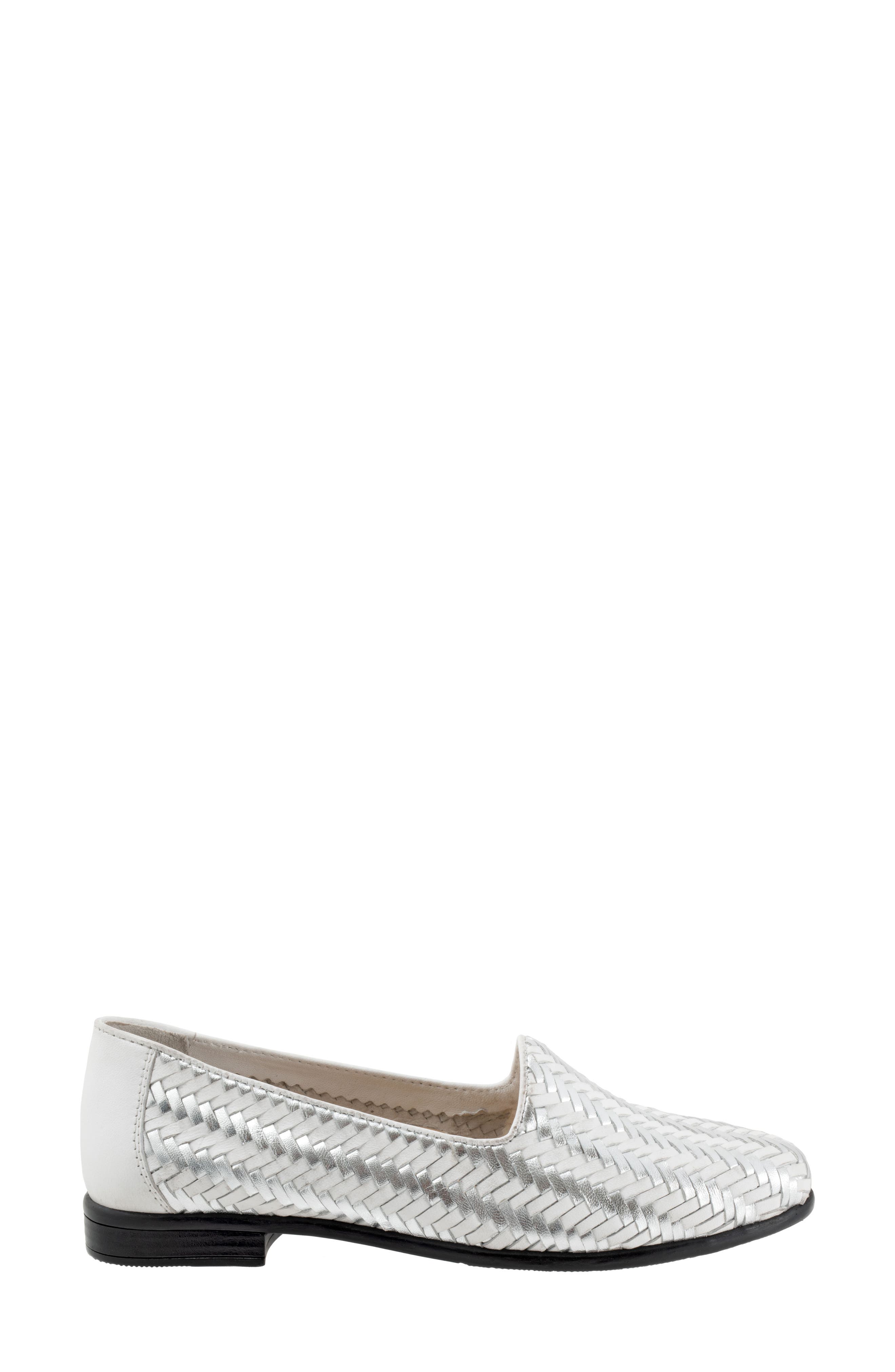 Trotters Liz III Flat, Alternate, color, White/ Silver