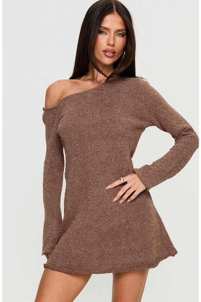 Jaede One-Shoulder Long Sleeve Minidress, Alternate, color, MOCHA