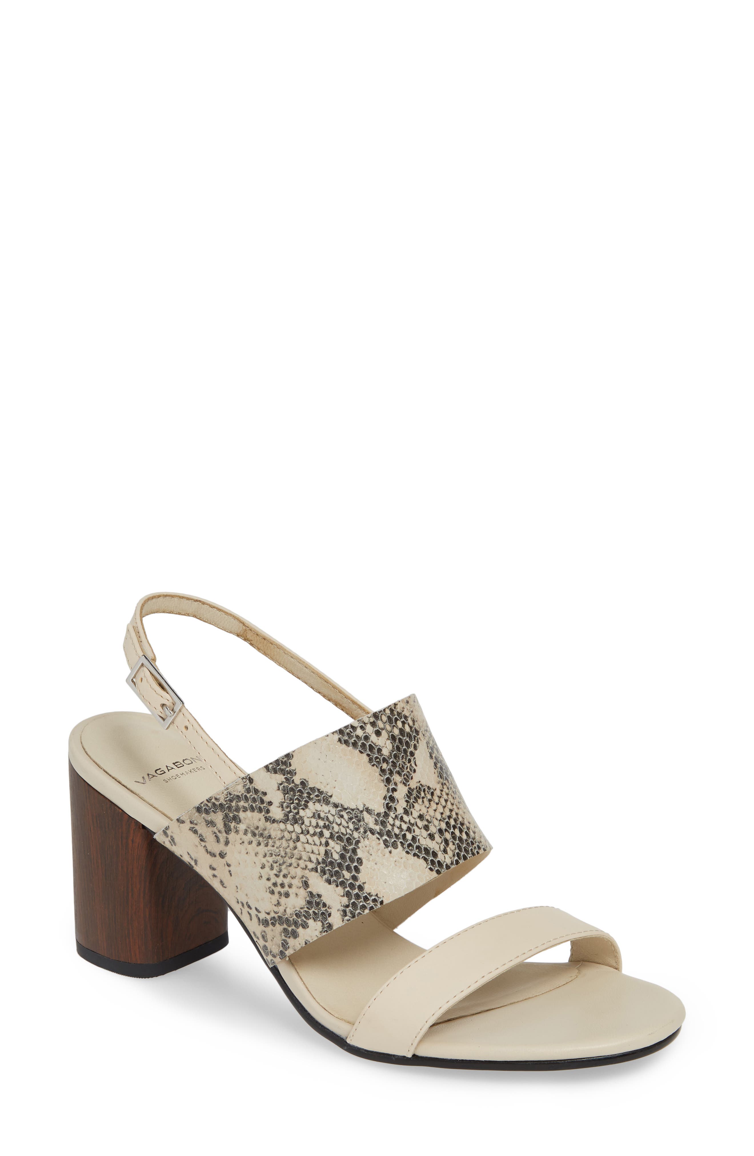 Vagabond Carol Snake Print Sandal, Main, color, SAND/ BLACK LEATHER