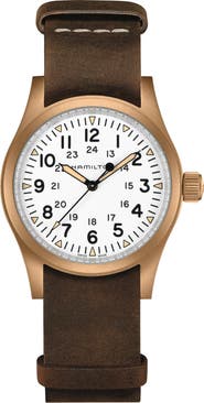 Hamilton Khaki Field Mechanical Leather Strap Watch, 38mm