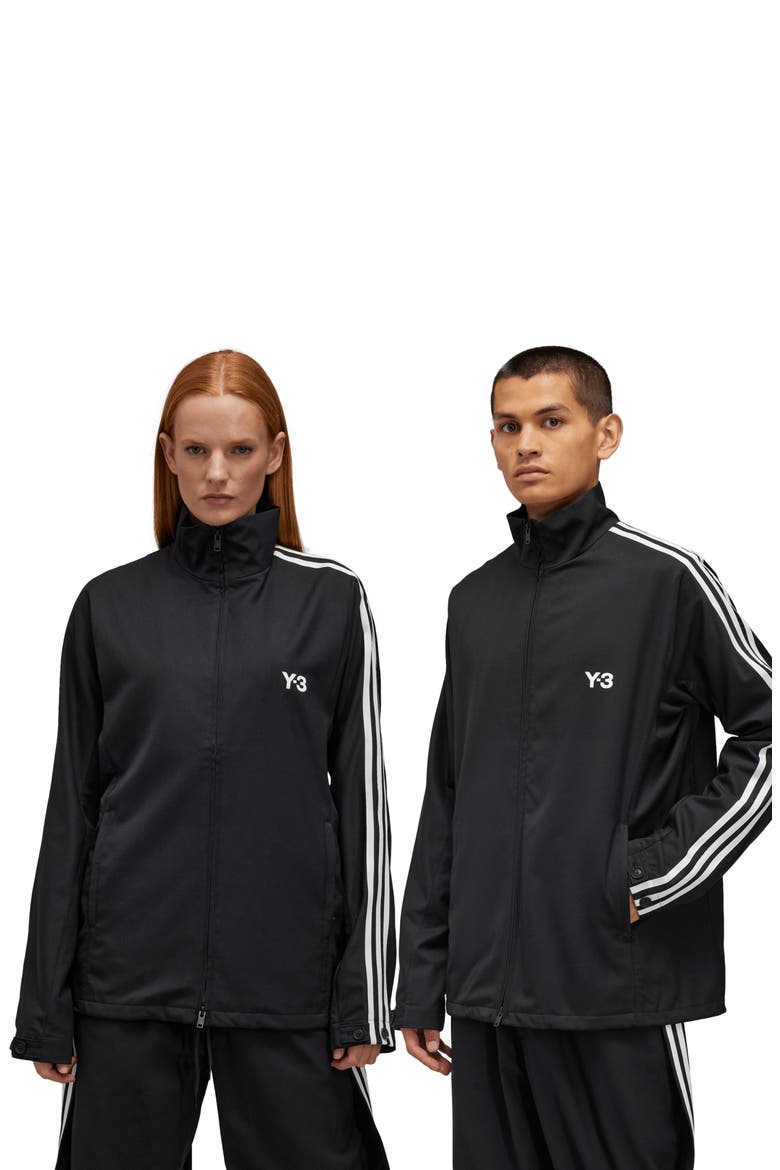 Recycled Polyester & Wool Blend Refined Track Jacket, Alternate, color, BLACK