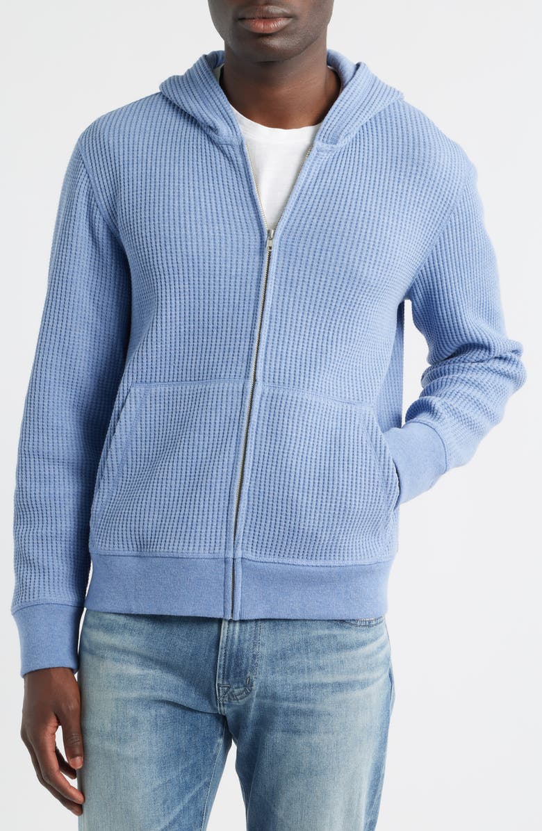 Rails Kenton Waffle Knit Zip-Up Hoodie, Alternate, color, Blue Heather