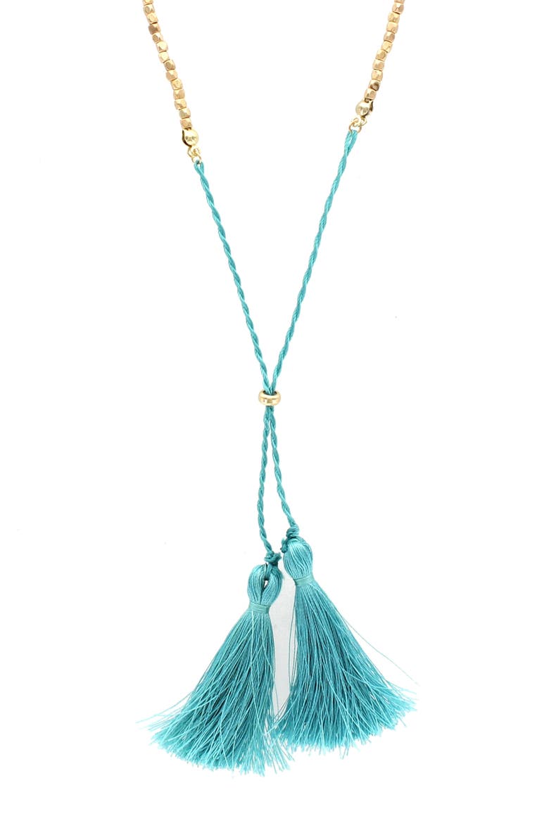 Tassel Pendant Necklace, Main, color, GOLD / TURQUOISE