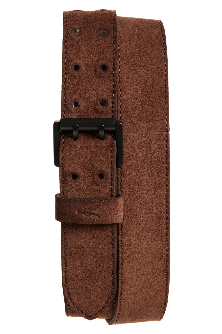 Covered Eyelet Leather Belt, Main, color, BITTER BROWN