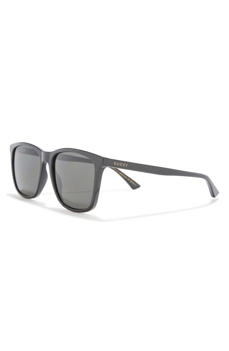 Gucci 55mm Square Sunglasses, Alternate, color, Black Black Grey