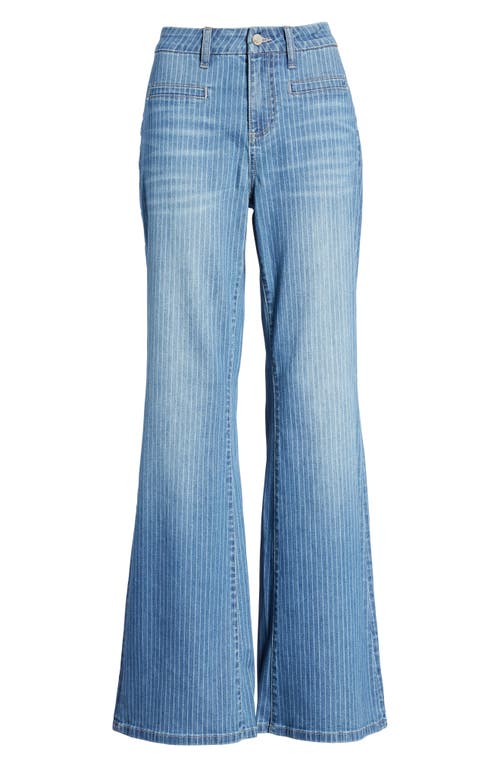 Wash Lab Denim Pinstripe Flare Leg Jeans In Blue